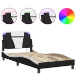 vidaXL Cadre de lit avec LED sans matelas noir et blanc 100x200 cm