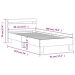 vidaXL Cadre de lit tête de lit chêne fumé 90x190 cm bois ingénierie