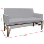 vidaXL Banc avec coussin rembourré tissu hévéa gris clair