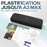 ACROPAQ Plastifieuse A3 - Avec 200 pochettes de plastification  Arrondisseur de coins  Coupe-papier  Moins 75  d'énergie