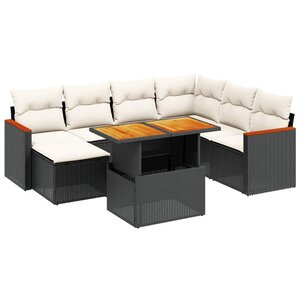 vidaXL Salon de jardin 8 Pièces avec coussins noir résine tressée