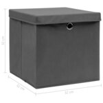 vidaXL Boîtes de rangement avec couvercle 10 Pièces Gris 32x32x32cm Tissu