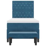 vidaXL Lit à Ressorts avec Matelas & Banc Bleu Foncé 100x200 cm Velours
