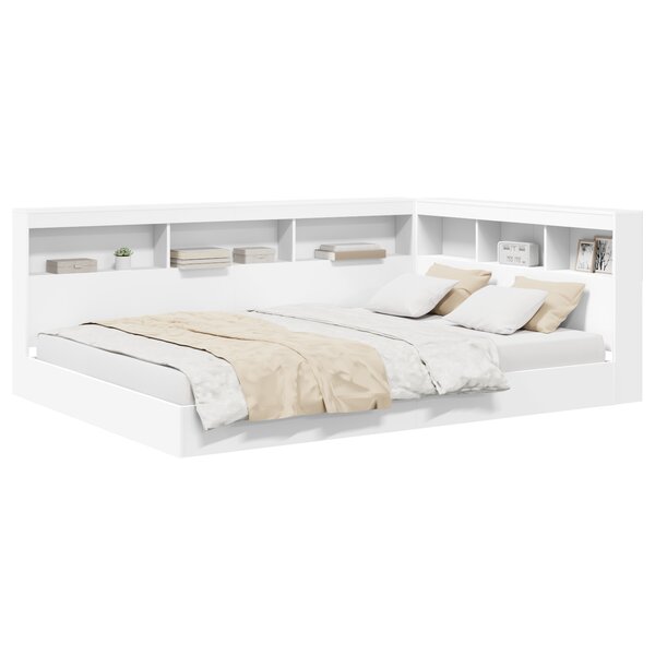 vidaXL Lit bibliothèque Blanc 150x200 cm Bois aggloméré