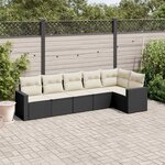 vidaXL Salon de jardin 6 Pièces avec coussins noir résine tressée