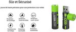 Ovegna U501 : Piles AA légères, en Lithium-ION (Non NiMH, Non alcalines), 1850mWh, 1200 mAh, Rechargeables par entrée USB, en 90 Minutes, 1000 Fois, indicateur de Charge, pour Vos Besoins Quotidiens