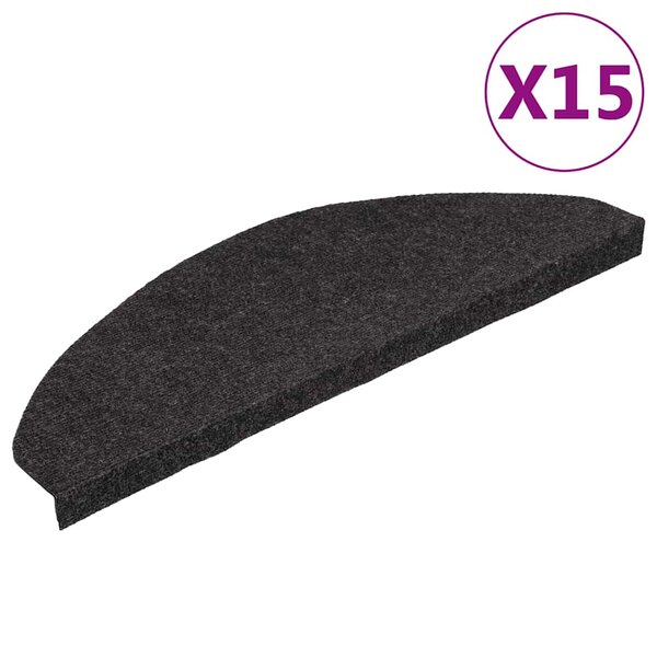 vidaXL Tapis d'escalier autocollants 15 Pièces 65x22 5x3 5 cm Noir