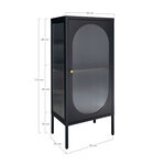Vitrine noire avec porte en verre ondulé 50 x 35 x 110 cm