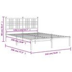 vidaXL Cadre de lit métal sans matelas et tête de lit blanc 135x190 cm