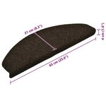 vidaXL Tapis d'escalier autocollants 15Pièces Marron 65x21x4cm Aiguilleté