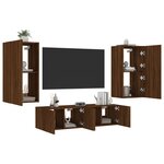 vidaXL Unités murales TV avec LED 4 Pièces chêne marron bois d'ingénierie