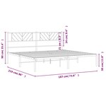 vidaXL Cadre de lit métal sans matelas avec tête de lit noir 183x213cm
