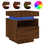 vidaXL Armoire de chevet avec lumières LED chêne marron 40x39x48 5 cm