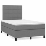 vidaXL Sommier à lattes de lit matelas LED gris foncé 120x190 cm tissu