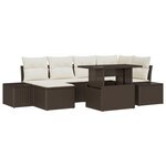 vidaXL Ensemble de canapé de jardin 7 pièces avec coussins marron en poly rotin