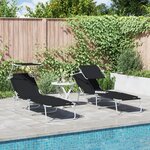 vidaXL Chaises longues pliantes 2 Pièces avec auvent en tissu Oxford 600D noir