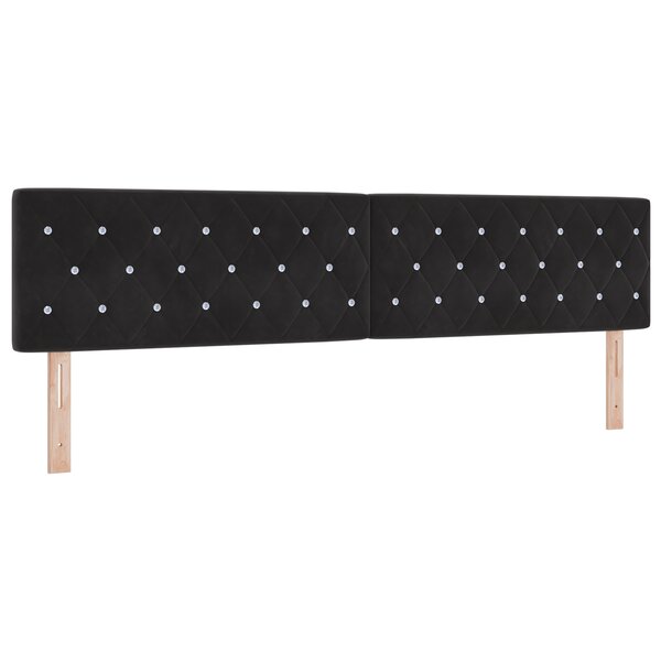 vidaXL Tête de Lit LED avec Boutons en Cristal Noir 100 cm Velours