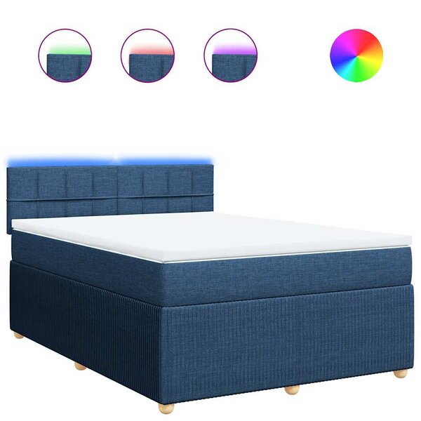 vidaXL Sommier à lattes de lit avec matelas Bleu 160x200 cm Tissu