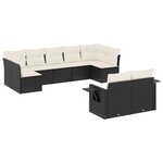 vidaXL Salon de jardin 9 Pièces avec coussins noir résine tressée