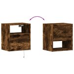 vidaXL Meubles TV muraux et lumières LED 2 Pièces chêne fumé 41x31x45 cm