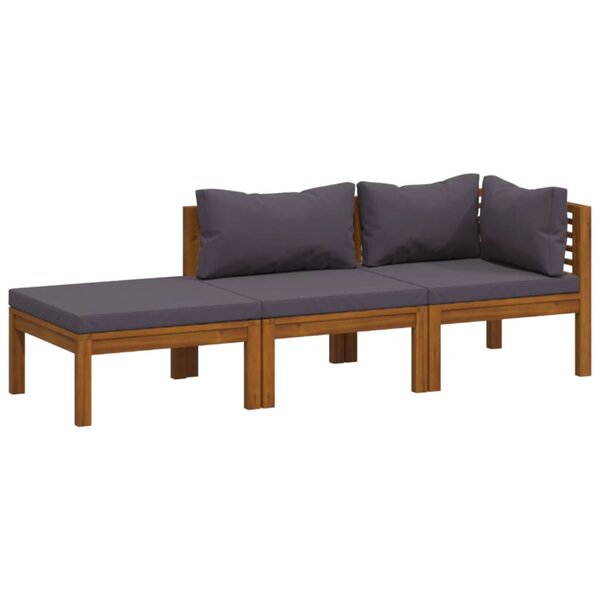 vidaXL Salon de jardin 3 Pièces avec coussin Bois d'acacia solide