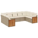 vidaXL Salon de jardin 9 Pièces avec coussins gris résine tressée