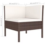 vidaXL Salon de jardin 5 Pièces avec coussins résine tressée marron