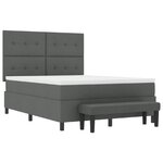 vidaXL Lit avec sommier et matelas & banc gris foncé 140x200 cm tissu