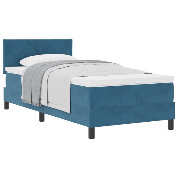 Lit à ressorts vidaXL avec matelas bleu foncé 100x200 cm en velours