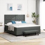 vidaXL Lit à ressort avec matelas et banc gris foncé 180x200 cm en tissu