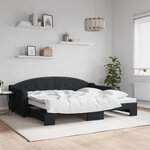 vidaXL Lit de jour avec gigogne sans matelas noir 90x200 cm