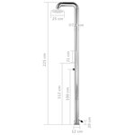 vidaXL Douche de jardin 225 cm Acier inoxydable
