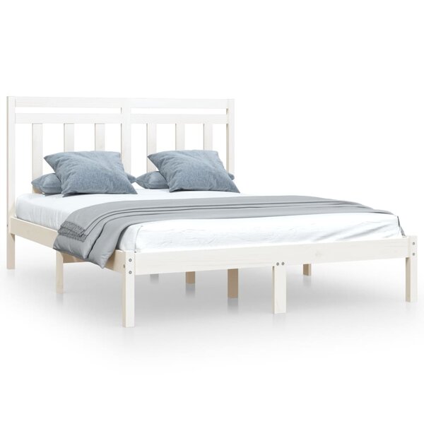vidaXL Cadre de lit sans matelas blanc 135x190 cm bois massif