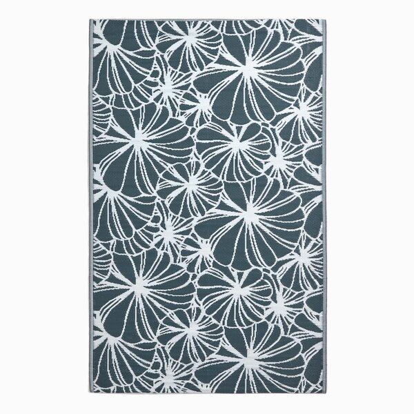 Tapis extérieur terrasse réversible - Tapis de jardin imperméable et résistant UV - Motif floral - Vert - 150x240 cm - HOMESCAPES