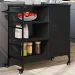 vidaXL Chariot de cuisine noir 87 5x38 5x84 5 cm bois d'ingénierie