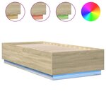 vidaXL Cadre de lit avec lumières LED chêne sonoma 90x200 cm