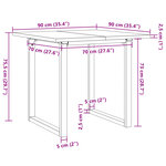 vidaXL Table à manger cadre en O 90x90x75 5cm bois de pin massif fonte