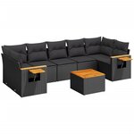 vidaXL Salon de jardin 8 Pièces avec coussins noir résine tressée