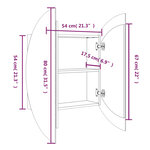vidaXL Armoire de salle de bain miroir rond et LED Gris 54x54x17 5 cm