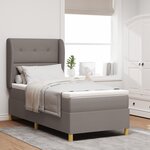 lit à ressort vidaXL avec matelas taupe 90x200 cm en tissu