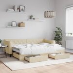 vidaXL Lit de jour avec gigogne et tiroirs sans matelas crème 80x200cm