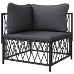 vidaXL Canapé d'angle de jardin avec coussins anthracite tissu tissé
