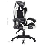 vidaXL Fauteuil de jeux vidéo avec LED RVB Blanc et noir Similicuir