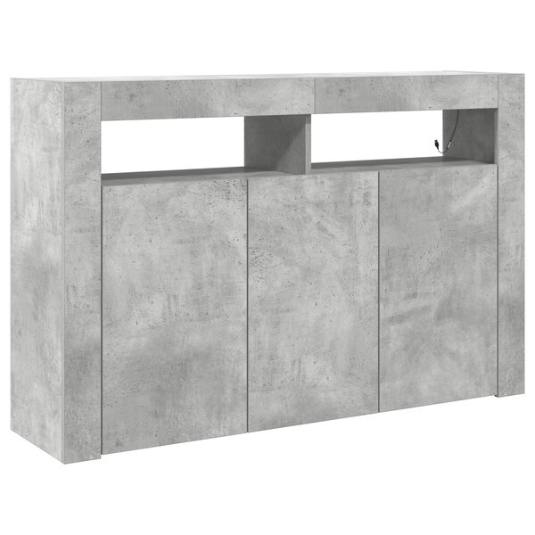 vidaXL Buffet Gris Béton Bois Reconstitué 116 x 30 x 75 cm Rectangulaire