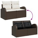 Ensemble de Canapés de Jardin de 5 Pièces avec Coussins en Rattan Synthétique Marron