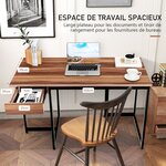 Bureau d'ordinateur 120cm tiroir cadre en métal repose-pieds réglables bureau moderne station de travail pour ordinateur portable noyer 20_0004830