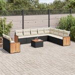 vidaXL Salon de jardin 11 Pièces avec coussins noir résine tressée