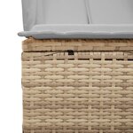 vidaXL Chaise longue double avec toit et rideaux beige résine tressée
