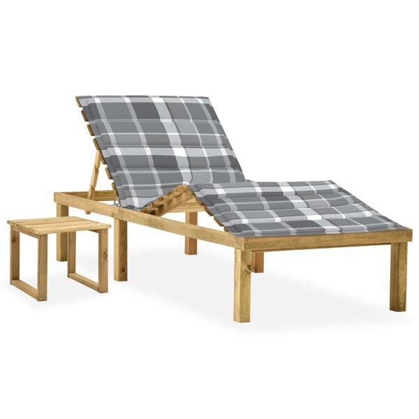 vidaXL Chaise longue de jardin avec table et coussin Pin imprégné