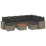 vidaXL Salon de jardin avec coussins 10 Pièces gris résine tressée
